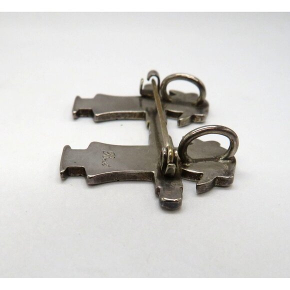 Best Brooch Pendant Twin Girls Sisters Doll 1.75" Silver Tone Pin Vintage - Picture 10 of 12